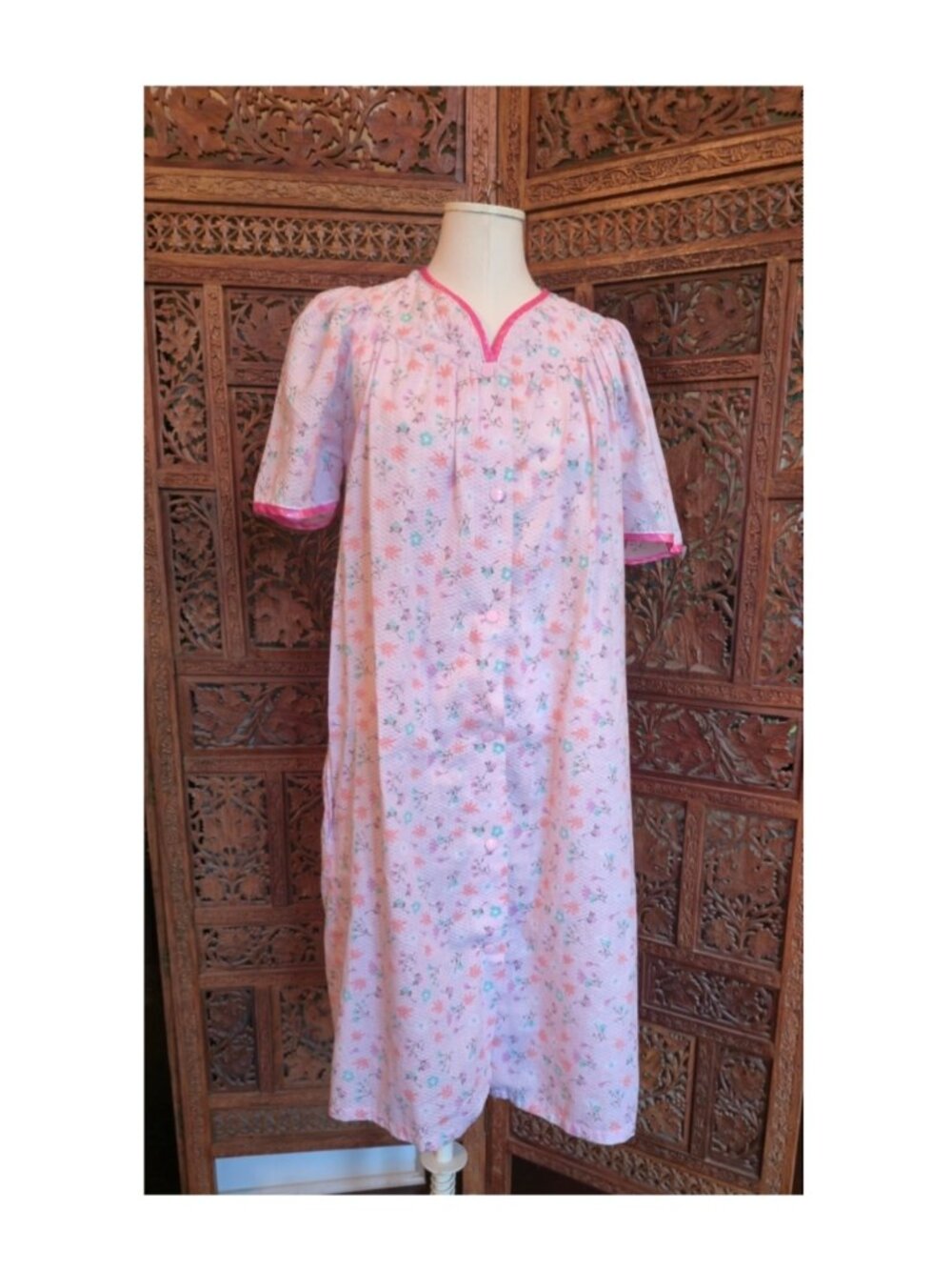 Morning Glory vintage house dress coat granny core garden size small petite